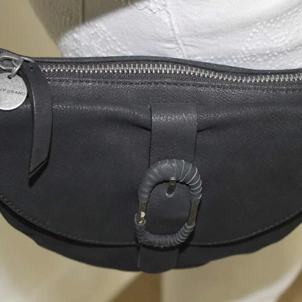 REDUCED Lucky Brand Crossbody Black Nubuck Leather Bag Purse Small